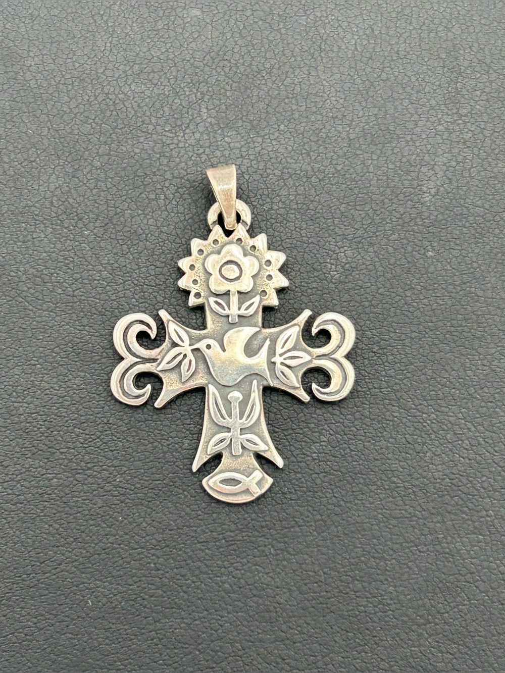 James Avery Silver Floral Cross Pendant